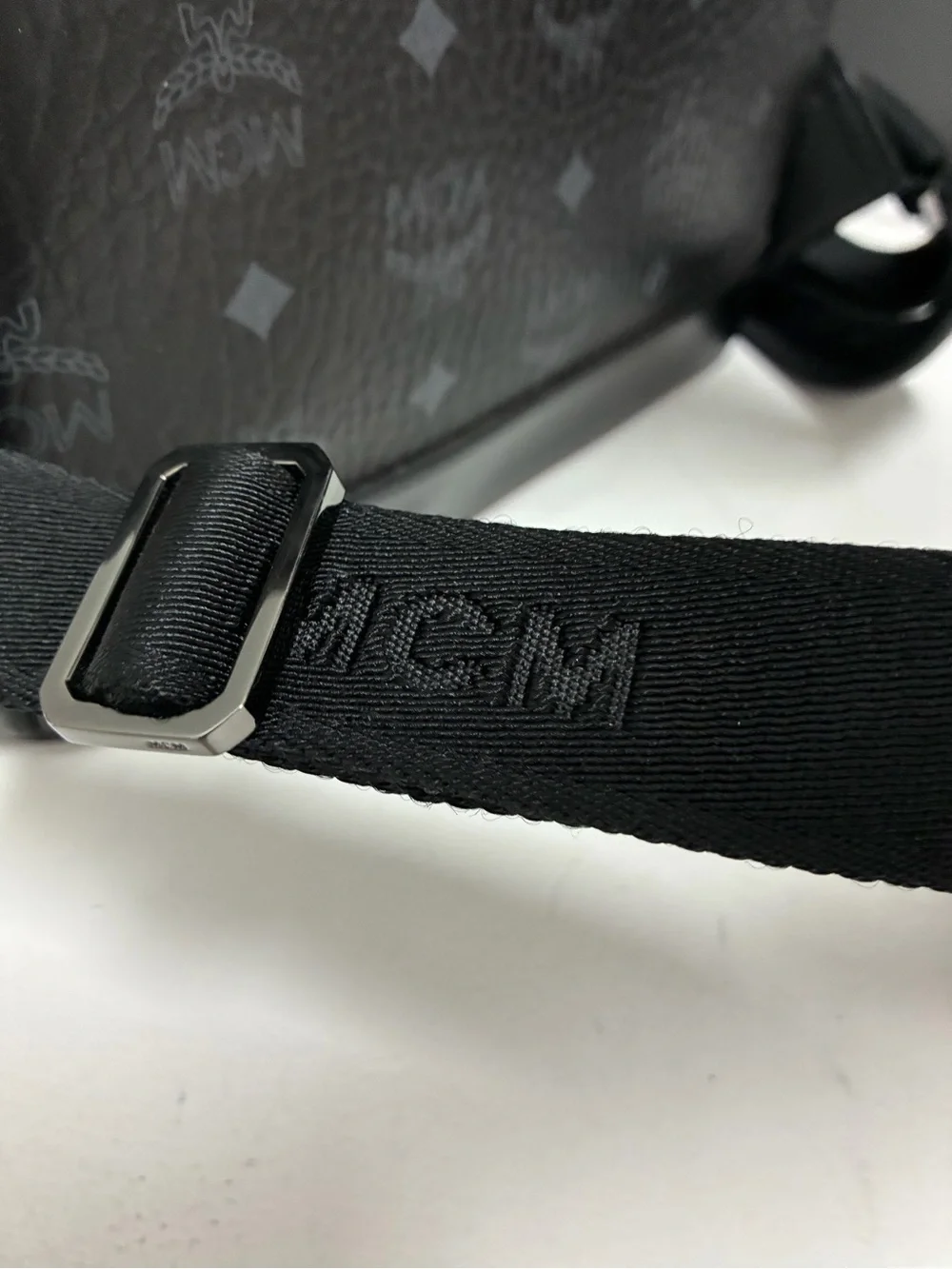 MCM Metallic Gray Monogram Backpack